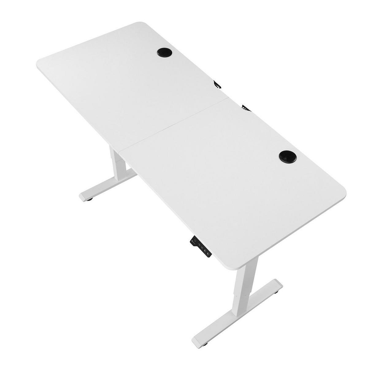 SCHREIBTISCH Office Stand weiß 140x60 cm höhenverstellbar - Weiß, Holz (60/140/117cm) - Juskys