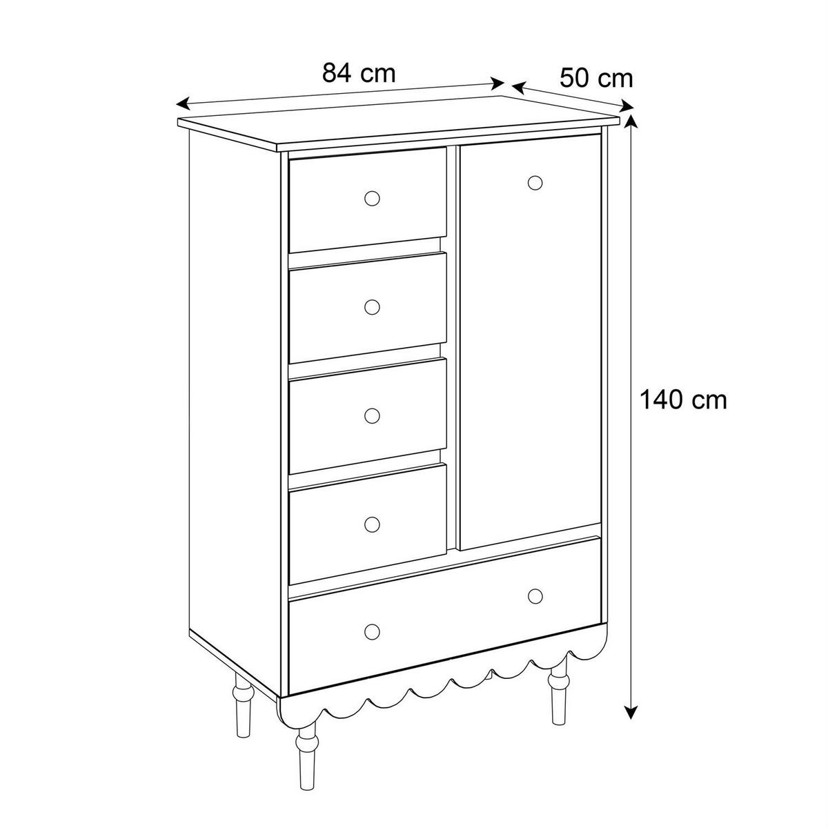 HOCHKOMMODE BABUSHKA mit Schubladen, Olivgrün - Olivgrün, Holzwerkstoff (84/140/50cm)
