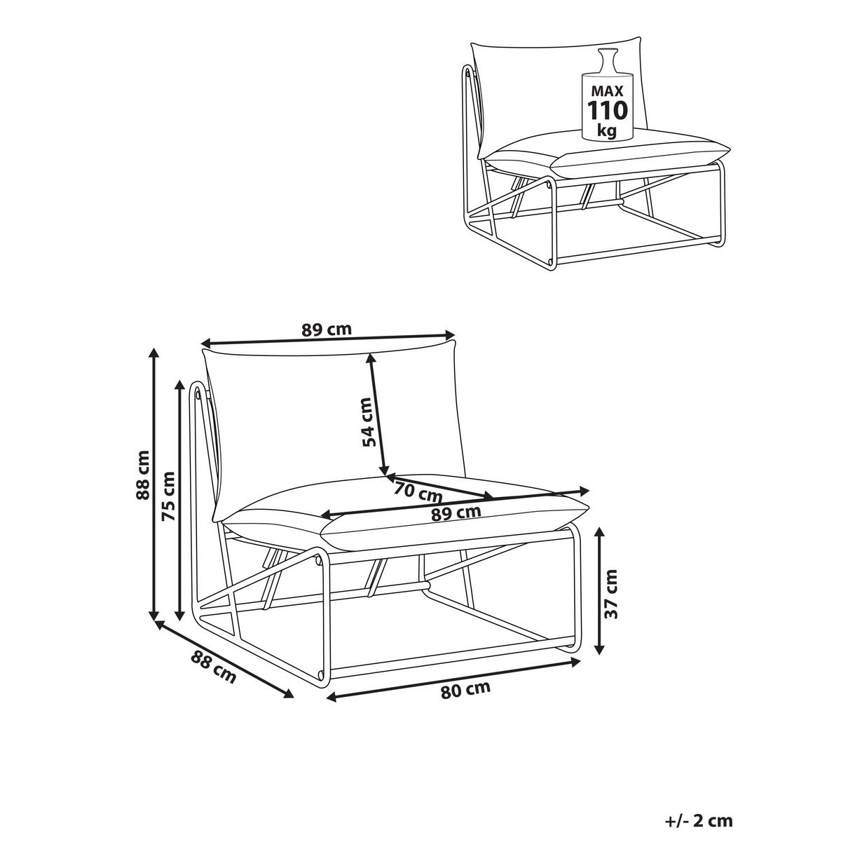 GARTENSTUHL Hellbeige Pico - Beige, Metall (80/88/88cm) - Beliani