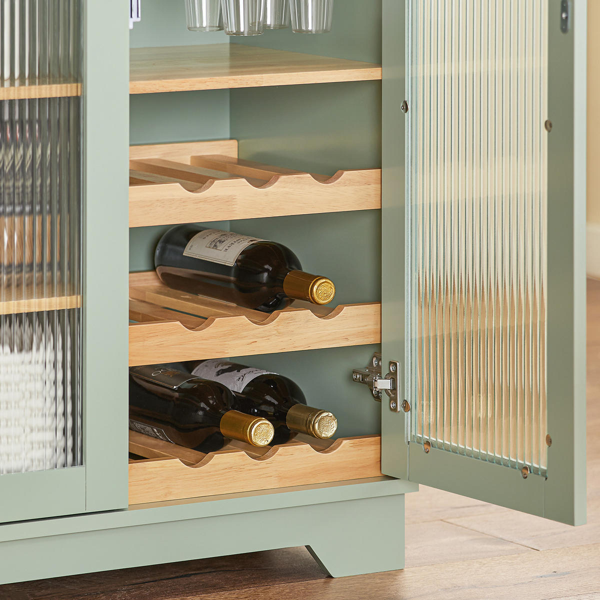 KÜCHENSCHRANK Grün - Grün, Glas/Holz (120/90/40cm) - SoBuy