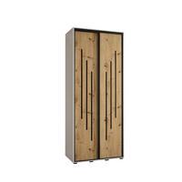 SCHWEBETÜRENSCHRANK 235,2/100/60 2-türig - Schwarz/Eiche Artisan, Holz/Metall (100/235/60cm) - Abiks Möbel