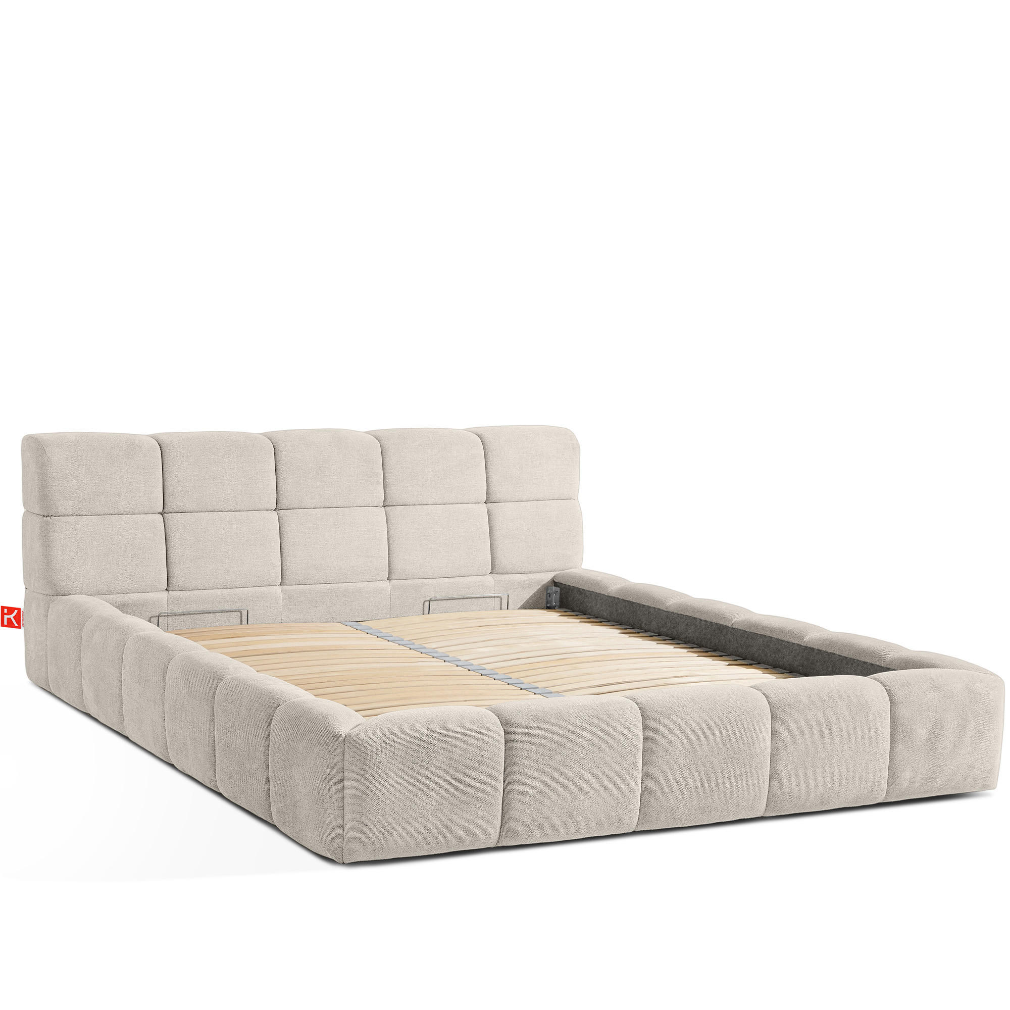 POLSTERBETT AERI mit Rahmen, ecru - Ecru, Holz/Holzwerkstoff (180/200cm) - KONSIMO®
