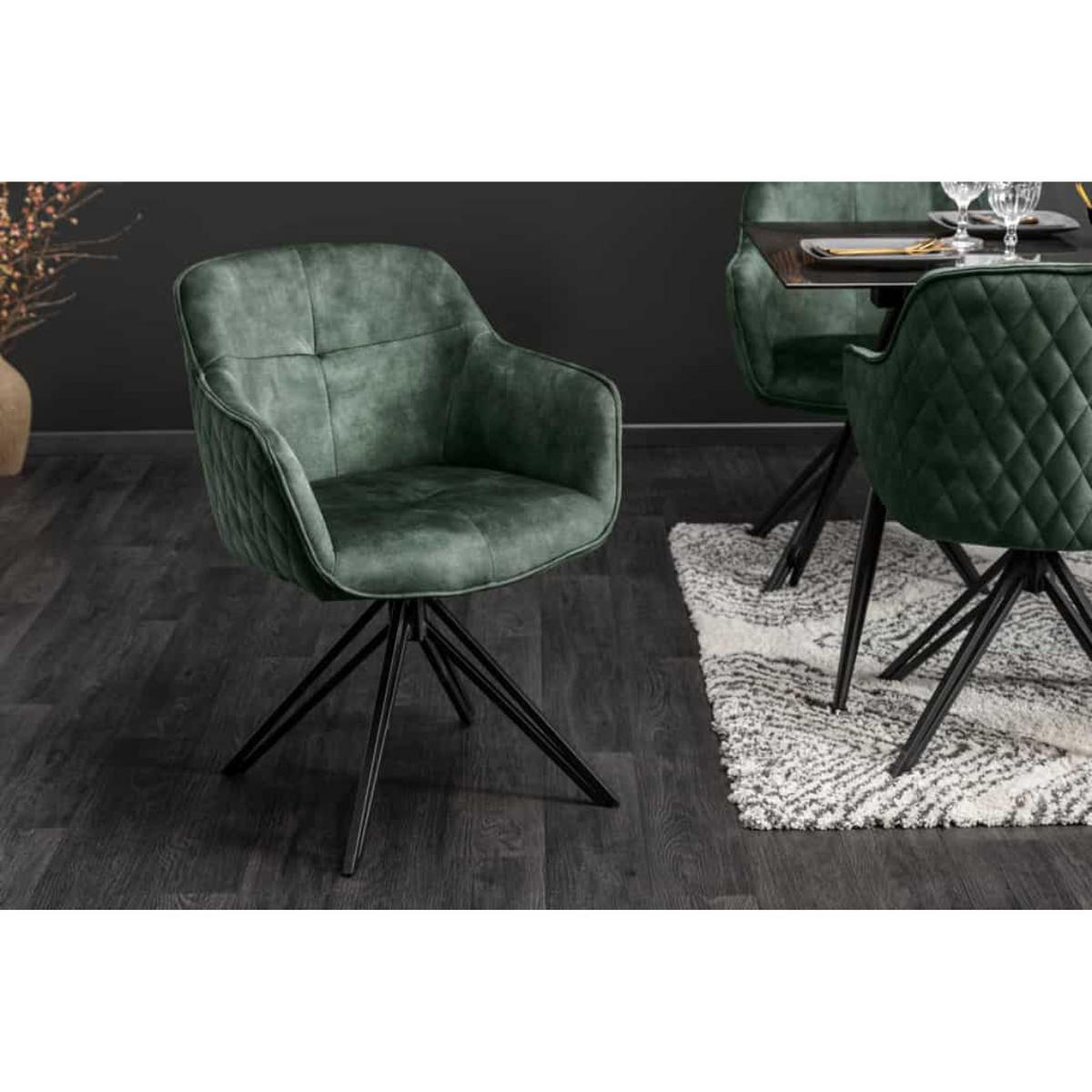 ARMLEHNSTUHL EUPHORIA Samt Dunkelgrün, Schwarz - Dunkelgrün/Schwarz, Textil/Metall (58/82/60cm) - riess-ambiente