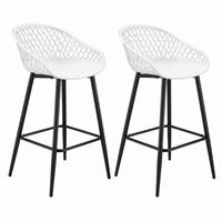 BARHOCKER 2er-Set mit Rückenlehne Weiß 47 x 84 x 48,5 cm - Weiß, Metall (47/84.5/48.5cm) - Meubliv