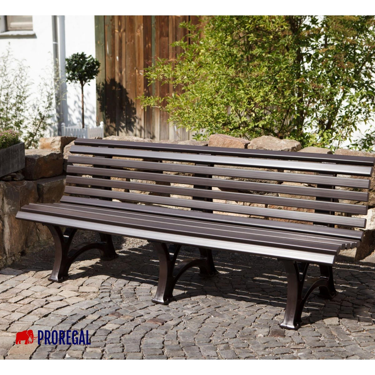 GARTENBANK Jamaika 4 Sitzer Braun 80 x 200 x 64 cm Witterungskunststoff & UV Beständiger Kunststoff - Braun, Kunststoff (200/80/64cm) - PROREGAL