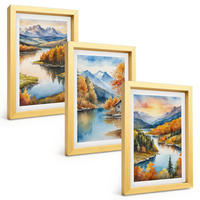 BILDER SET 3er Set - 20x30 cm Goldrahmen - Herbstliche Berglandschaften - Goldfarben, Kunststoff (20/30cm) - TULUP