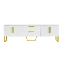 LOWBOARD 170/40/53.5 cm Weiß/Gold aus MDF in Hochglanzoptik mit 4 Türen und 2 Schubladen - Weiß, Holzwerkstoff (40/53.5/170cm) - OKMYHOME