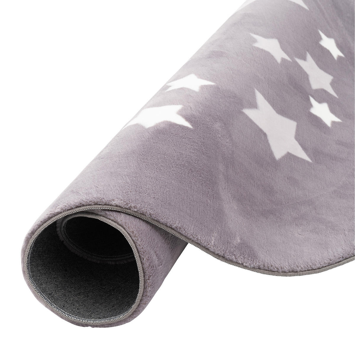 SUPER SOFT FELLTEPPICH PEARL KIDS STERNE RUND - Grau, Textil (120/120cm) - Pergamon