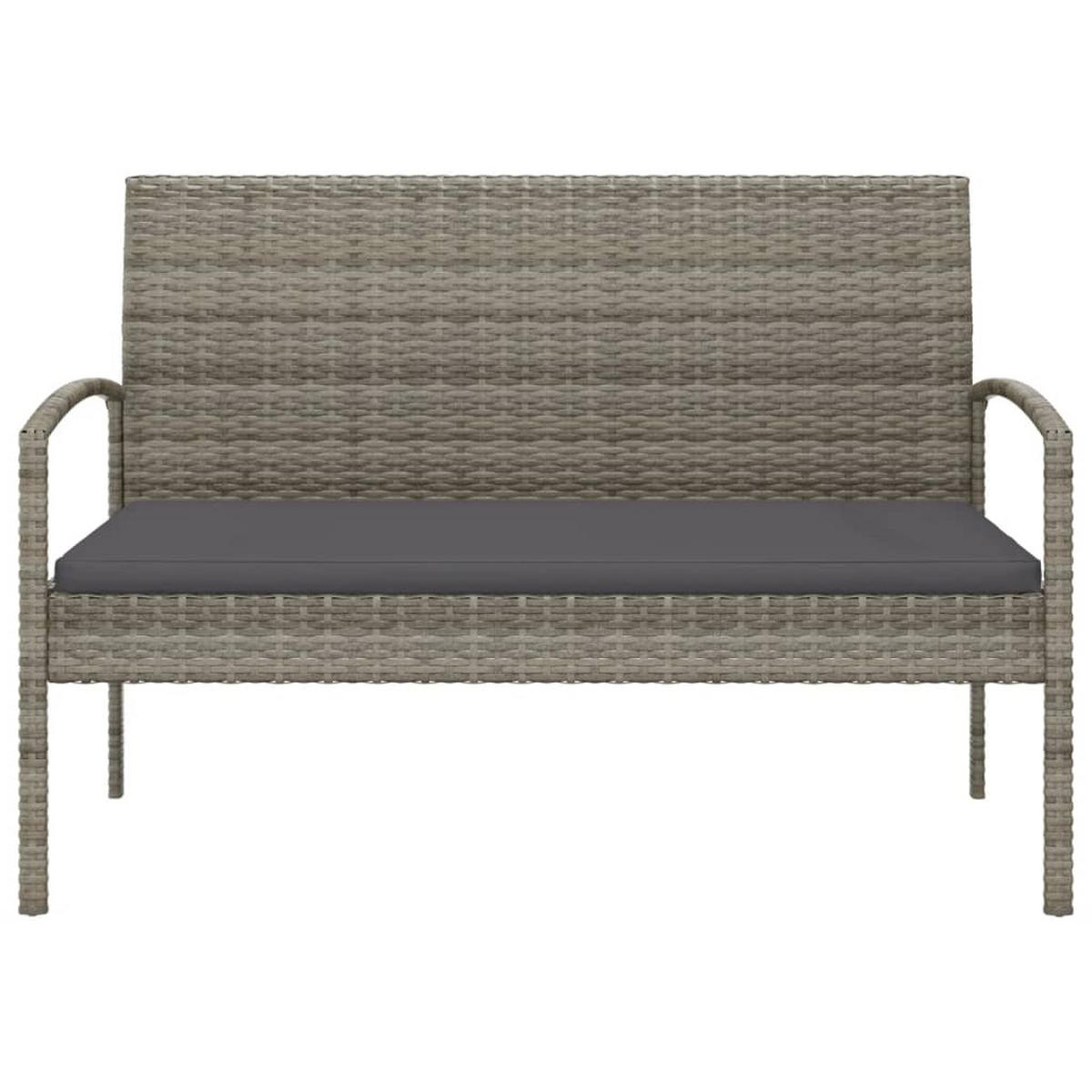 GARTENBANK Mit Kissen Grau 105 Cm Poly Rattan - Grau, Kunststoff (105/74/58cm) - vidaXL