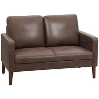 SOFA, 2-Sitzer, Lederoptik, Holzbeine, dunkelbraun, 130x78x85cm - Multicolor, Holzwerkstoff (130/85/78cm) - FORIOUS