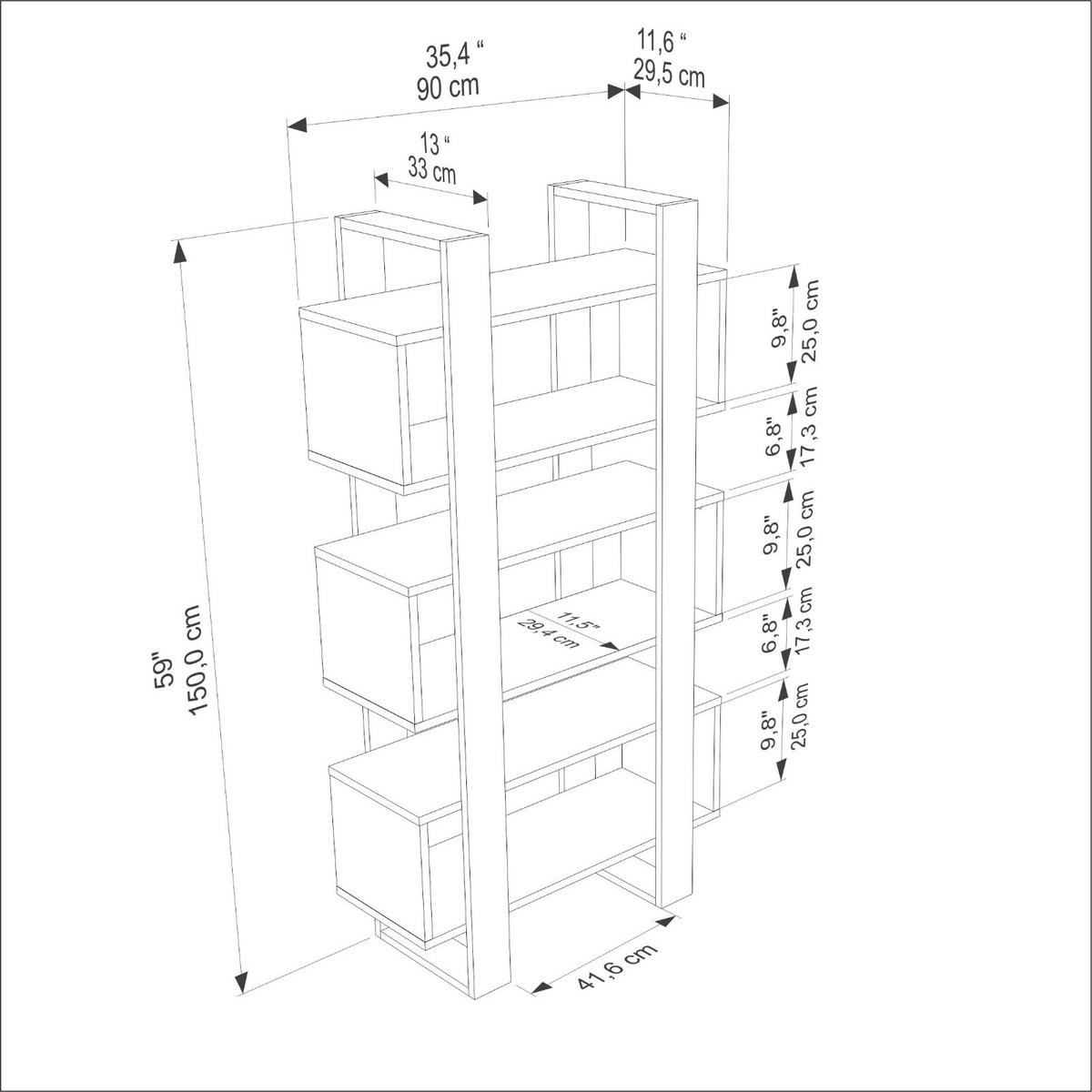 BÜCHERREGAL Reina - Weiß/Braun, Holzwerkstoff (90/150/29.5cm) - Decorotika