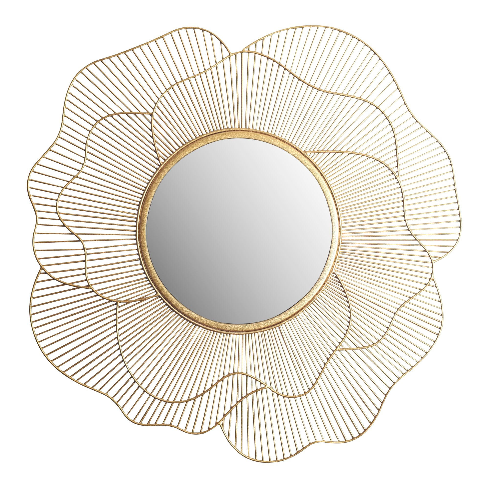 WANDSPIEGEL Rund Metall Gold 77 cm Blütenform - Goldfarben, Glas (77/77/3cm) - KADIMA DESIGN