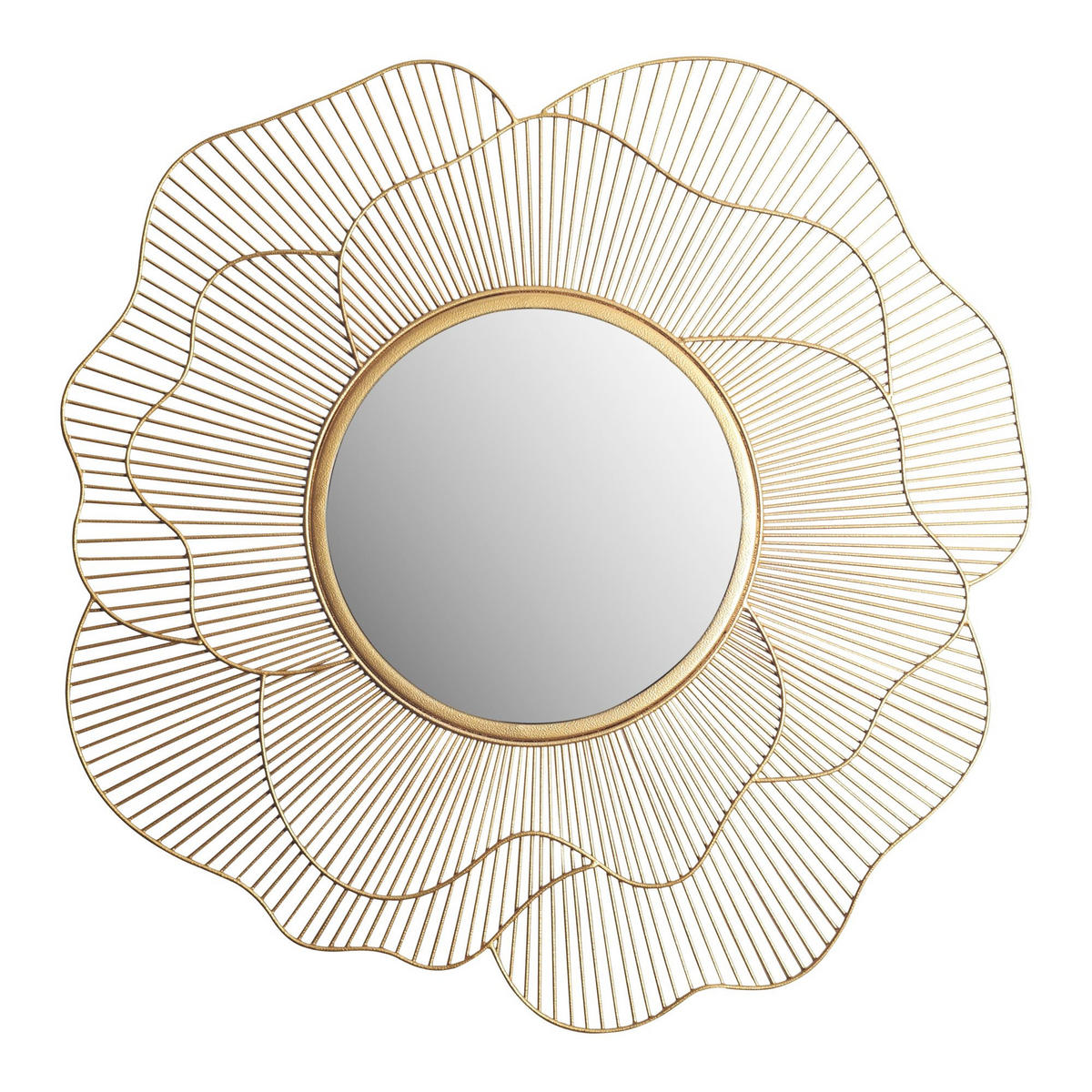 WANDSPIEGEL Rund Metall Gold 77 cm Blütenform - Goldfarben, Glas (77/77/3cm) - KADIMA DESIGN