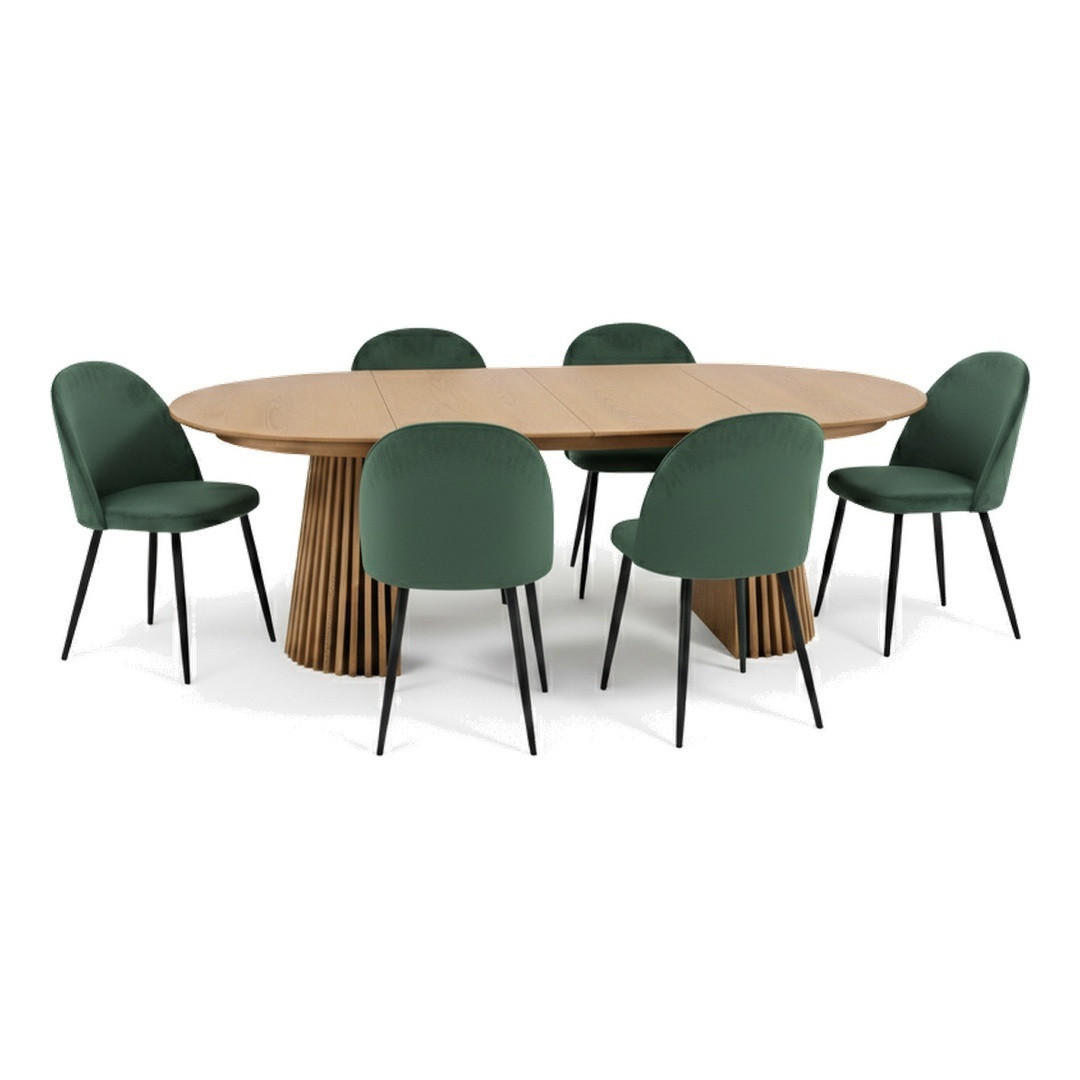 ebuy24 Tischgruppe Honigeiche, Grün 120x75x120 cm