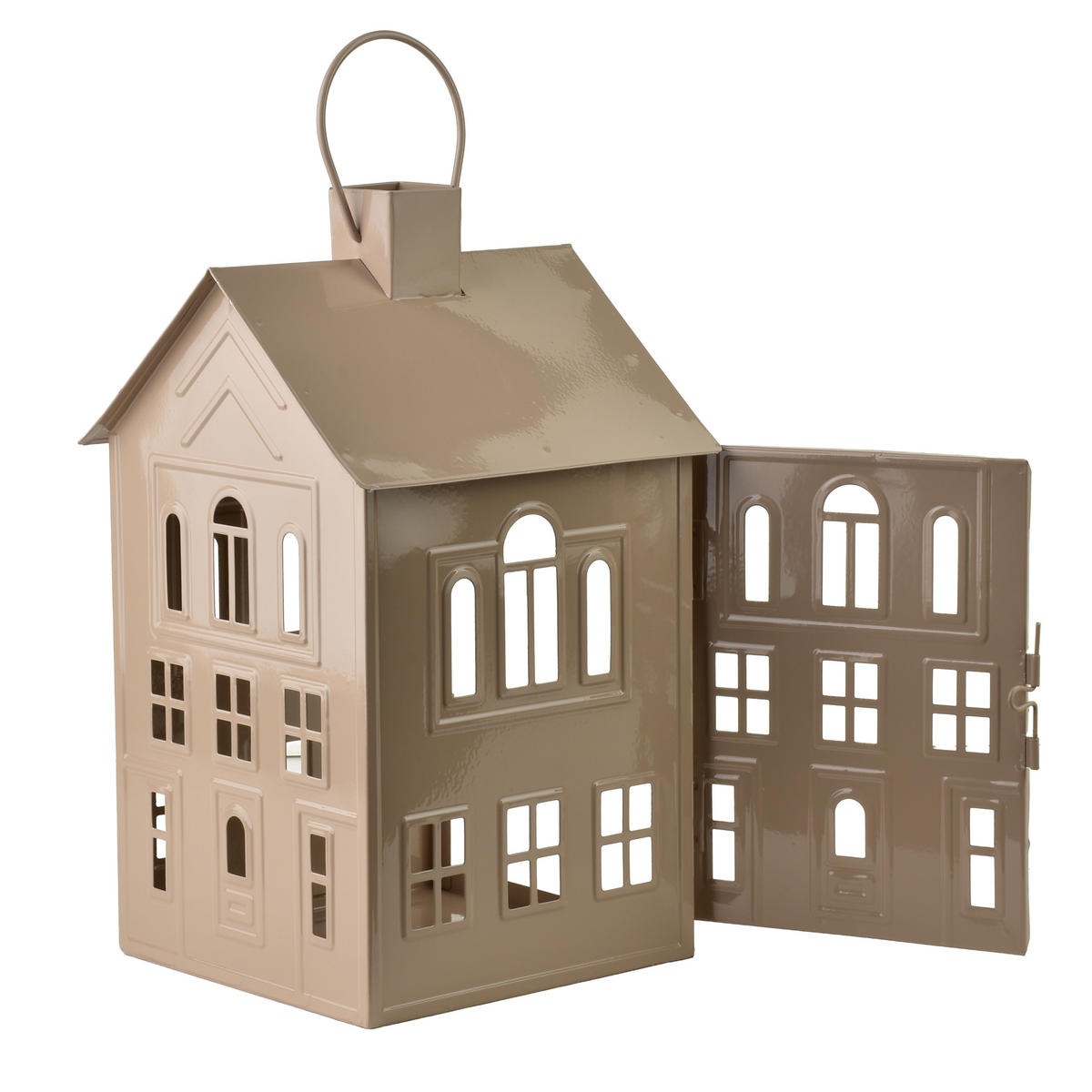 LATERNENHAUS Roger Beige 20,3x20x33,8 cm Metall - Beige, Metall (20/33.8/20.3cm) - Mondex