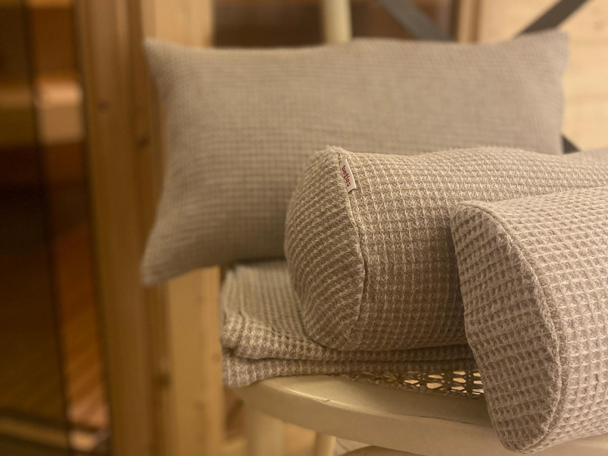 NACKENROLLENBEZUG Leinen-Waffelpique 15/40 cm - Beige/Naturfarben, Textil (15/40cm) - beties Heimtextil