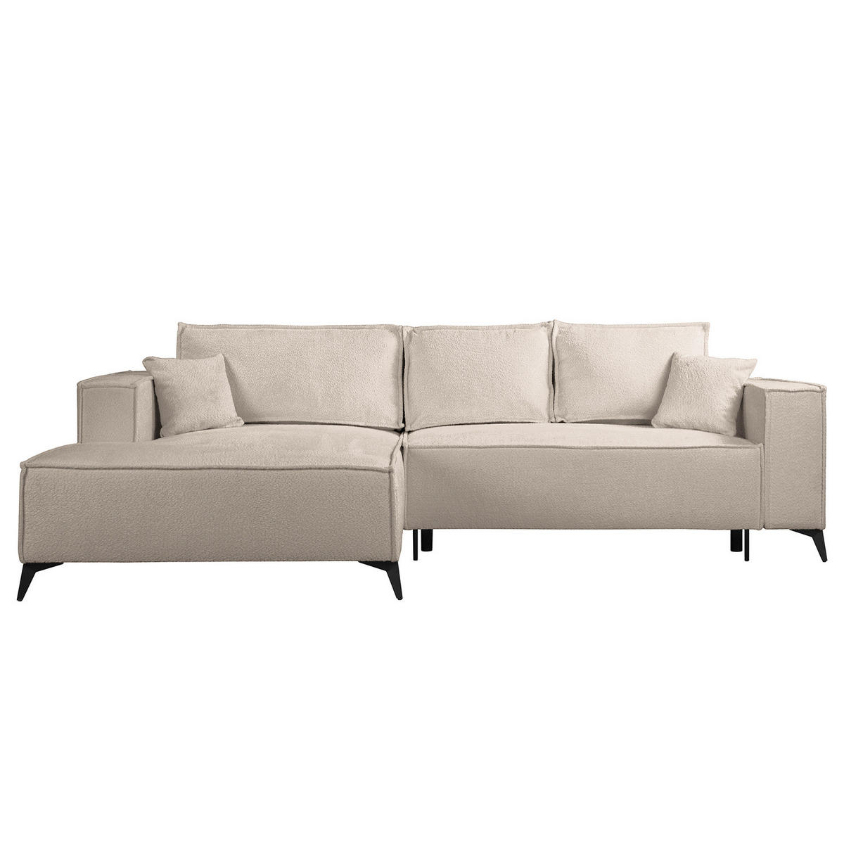 ECKSOFA mit Schlaffunktion - Taupe/Schwarz, Textil (294/185cm) - home24