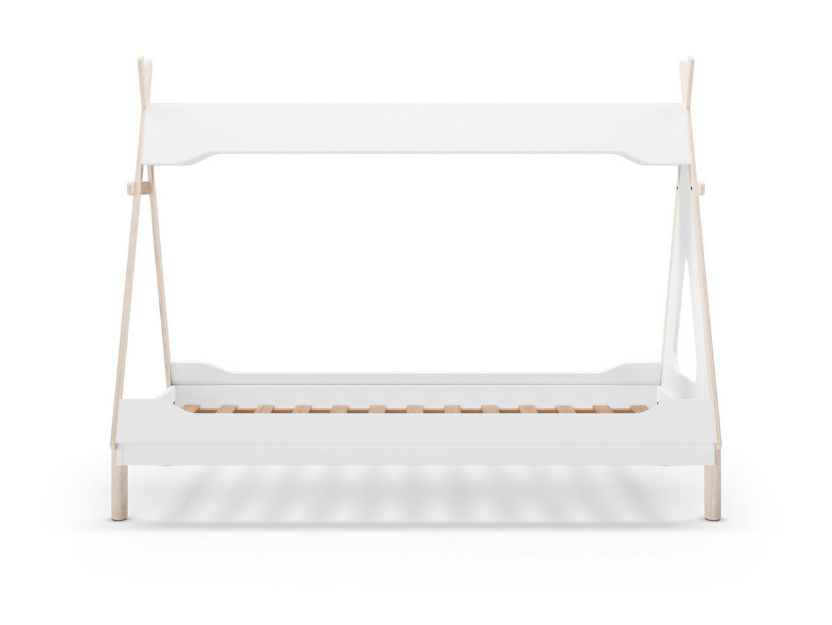 BELEUCHTETE Tipi-Hütte 90x190 cm modulare 104,1/205,6/162,4 cm - Weiß, Holz (90/190cm) - Calicosy