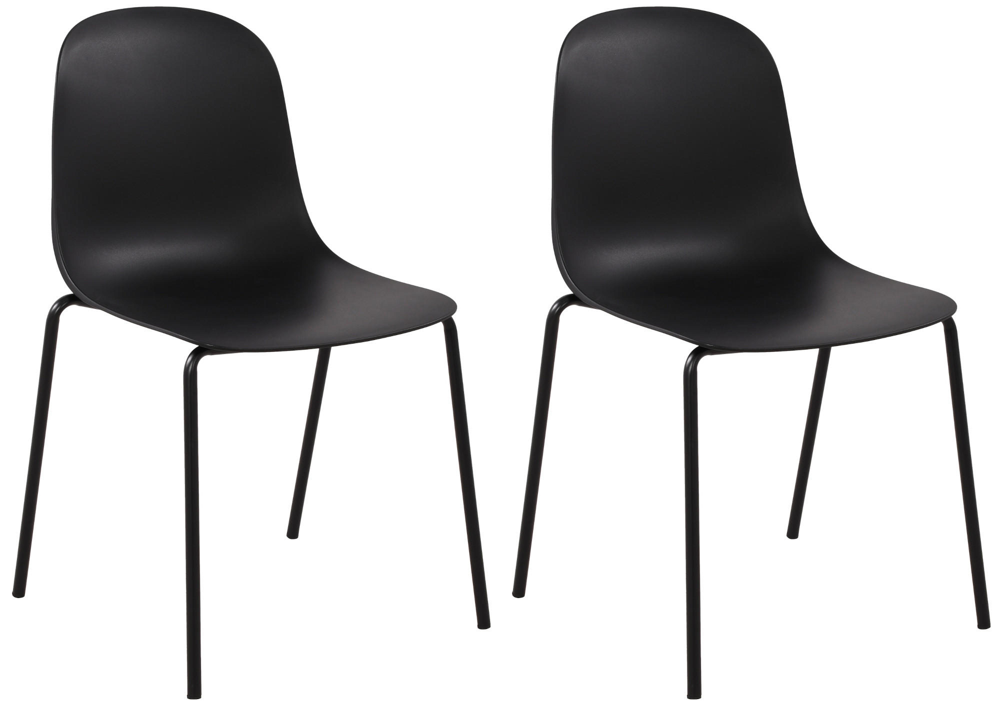 STAPELSTUHL 2er Set Kunststoff Schwarz - Schwarz, Kunststoff/Metall (51/85/53cm) - CLP