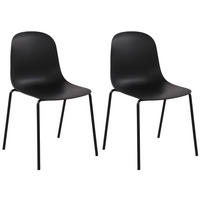 STAPELSTUHL 2er Set Kunststoff Schwarz - Schwarz, Kunststoff/Metall (51/85/53cm) - CLP