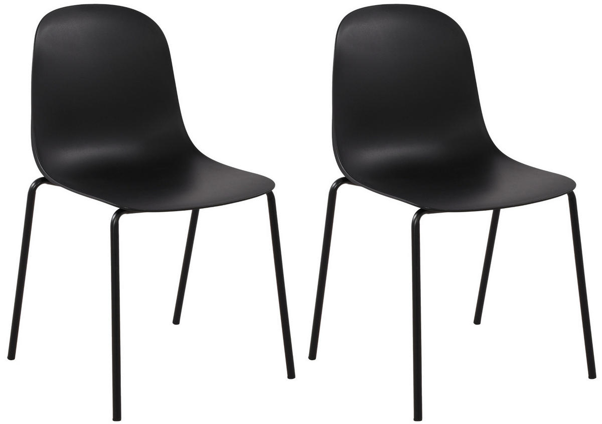 STAPELSTUHL 2er Set Kunststoff Schwarz - Schwarz, Kunststoff/Metall (51/85/53cm) - CLP