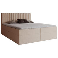 BOXSPRINGBETT Boucle 160x200 Daliro mit Bettkasten, Matratze H3, Beige - Beige, Holz/Textil (160/200cm) - Emporius