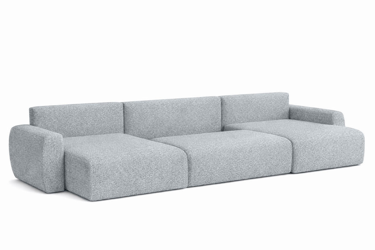ECKSOFA Mit Schlaffunktion Und Bettkasten U-Form Ariel U, Chenille-Stoff Artico, Cement - Hellgrau, Holz (342/142cm) - Kaiser Möbel