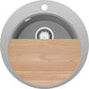 SPÜLBECKEN RUND Pisa, 2-er set Grau 50/50 cm 1 Becken + Ablauf-Set + Schneidebrett ab 45er Unterschrank - Chromfarben/Beige, Kunststoff (50/20/50cm) - Primagran