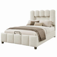 POLSTERBETT mit Bettkasten und LED-Beleuchtung 90x200 cm Samt Beige - Beige, Metall (90/200cm) - Beauniv
