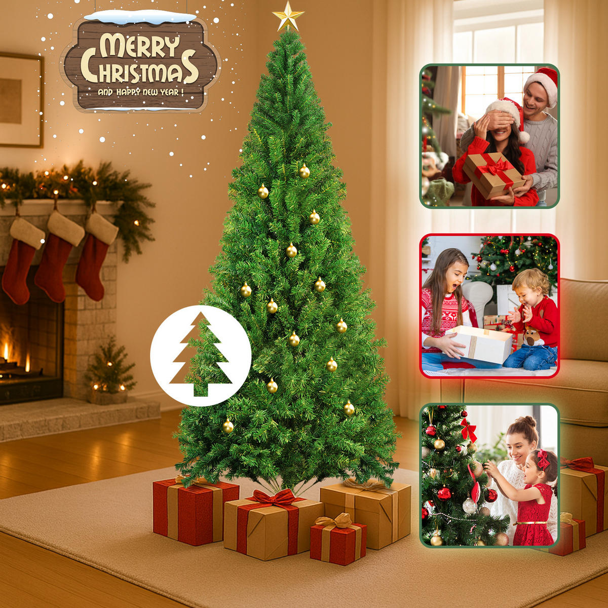 WEIHNACHTSBAUM Thalyn Grün PVC 100/100/210 cm - Grün, Kunststoff (210cm) - ZMH