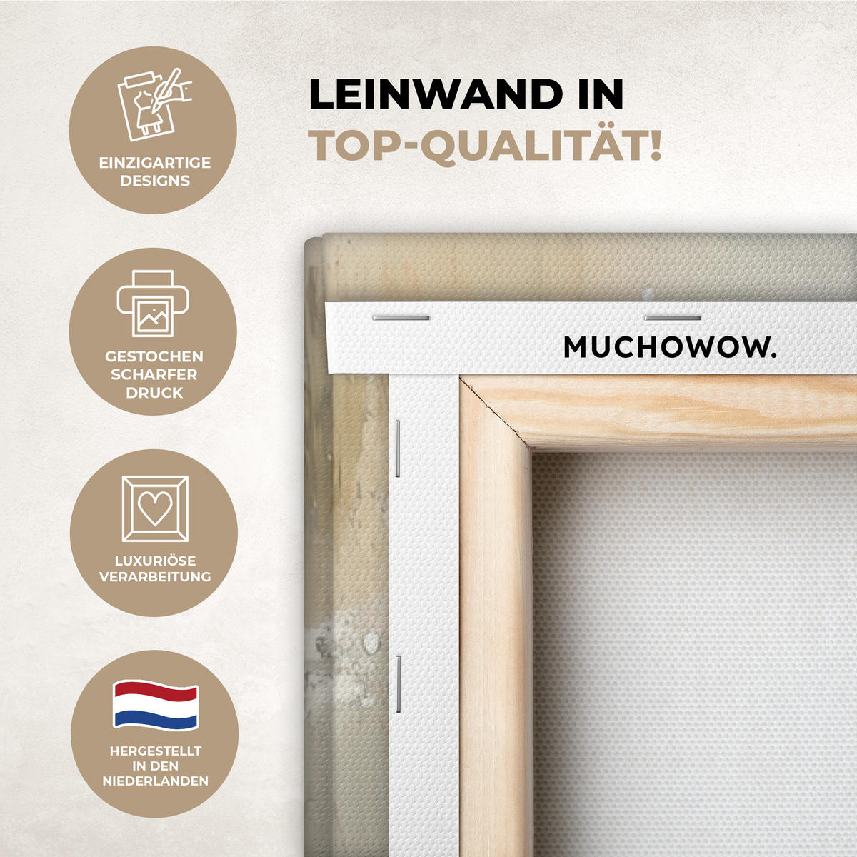 LEINWANDBILD Schneemann - Winter - Schnee - Beige Deko Groß 90x140 cm - Weiß, Textil (90/140cm) - MuchoWow