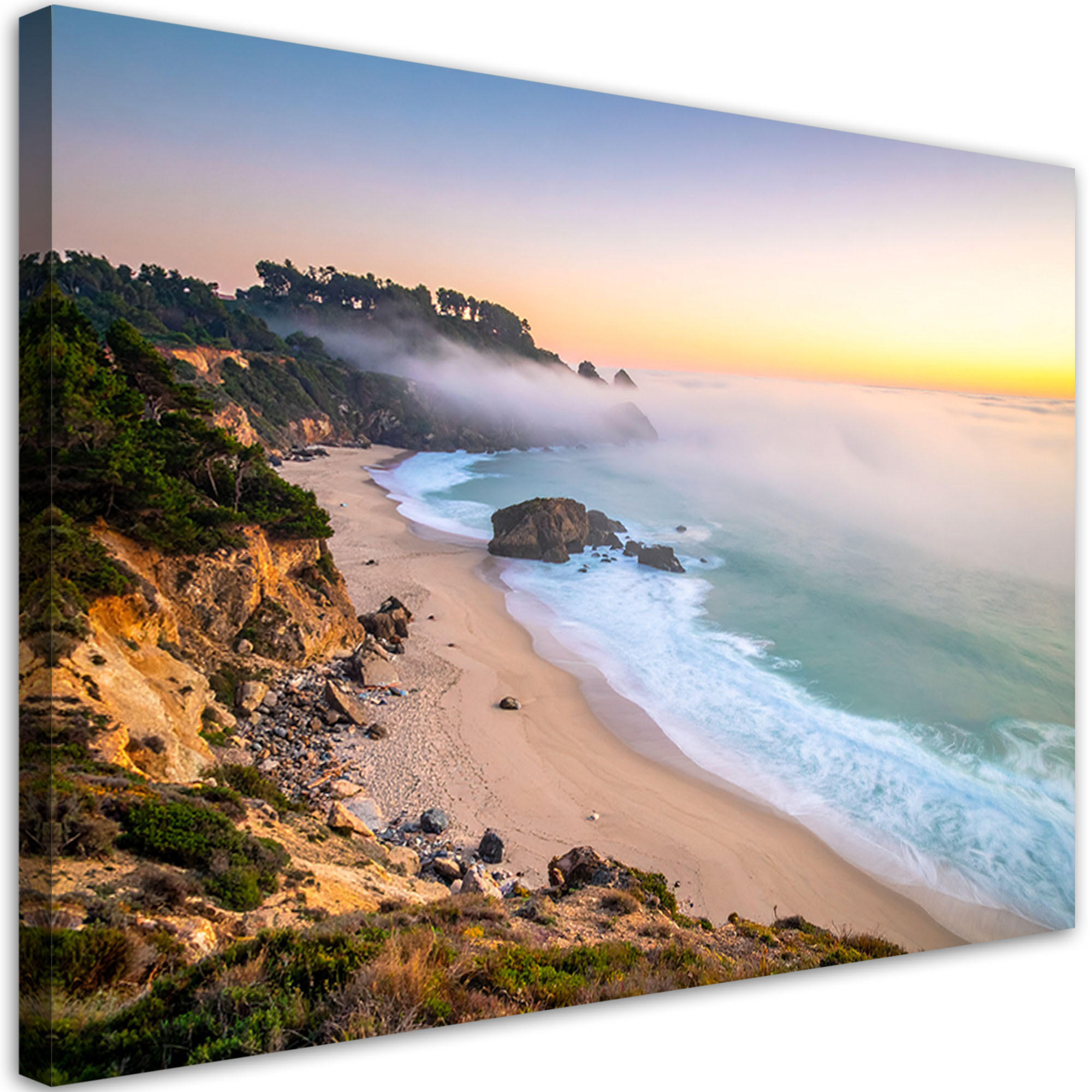 LEINWANDBILD Meereslandschaft Strand Natur 90x60cm - Multicolor, Textil (90/60cm) - Feeby