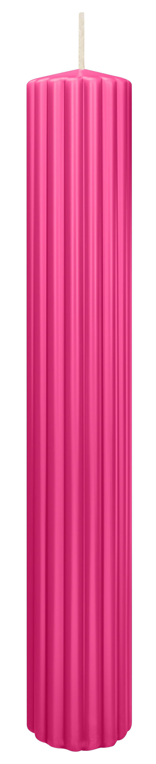 RILLEN KERZEN Pink 300 x Ø 45 mm, 4 Stück - Pink, Paraffin (8/15/15cm) - Wiedemann Kerzen