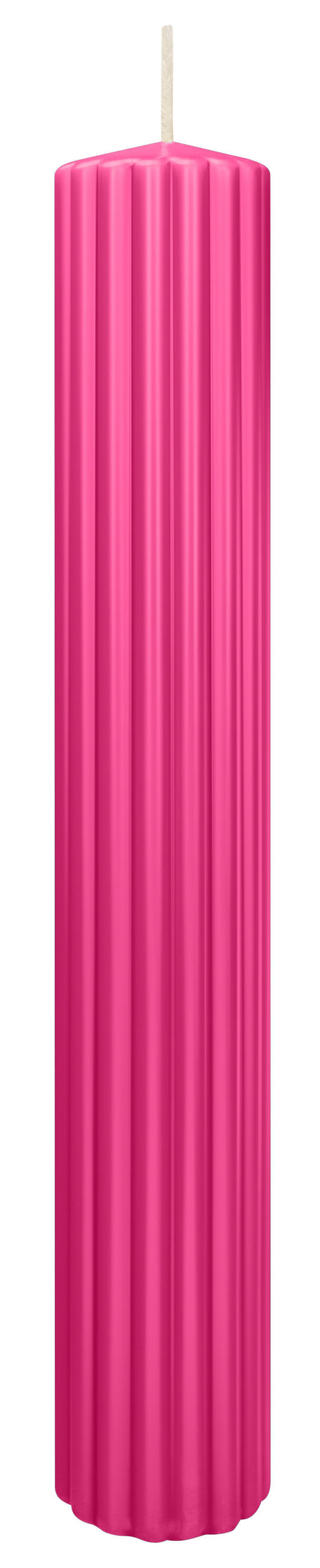 RILLEN KERZEN Pink 300 x Ø 45 mm, 4 Stück - Pink, Paraffin (8/15/15cm) - Wiedemann Kerzen