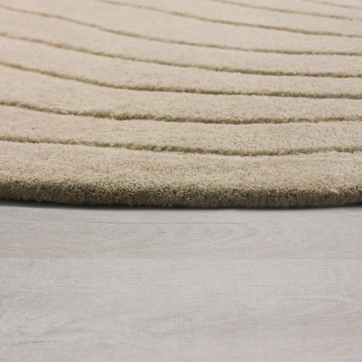 TEPPICH aus Wolle Handgefertigt, Organische Ei-Form, Hoher und niedriger Flor Beige Oval 160x230 - Beige, Textil (160/230cm) - KADIMA DESIGN