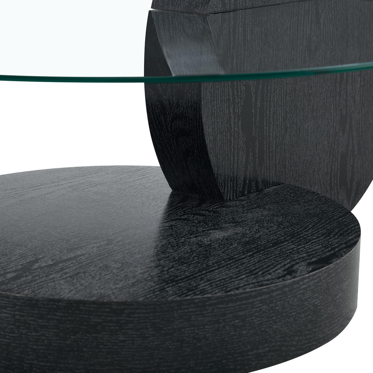 COUCHTISCH in Schwarz Wohnzimmertisch mit zwei Ebenen aus Sicherheitsglas für Wohnzimmer, B90/T70/H44 cm - Transparent/Schwarz, Glas/Holzwerkstoff (90/90/44cm) - STILVORA