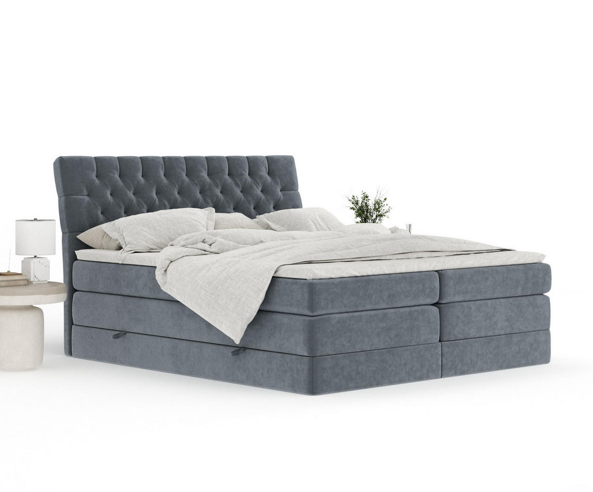 BOXSPRINGBETT Seraphine Grau 140/200 cm - Schwarz/Grau, Holz/Holzwerkstoff (140/200cm) - Maison de Reve