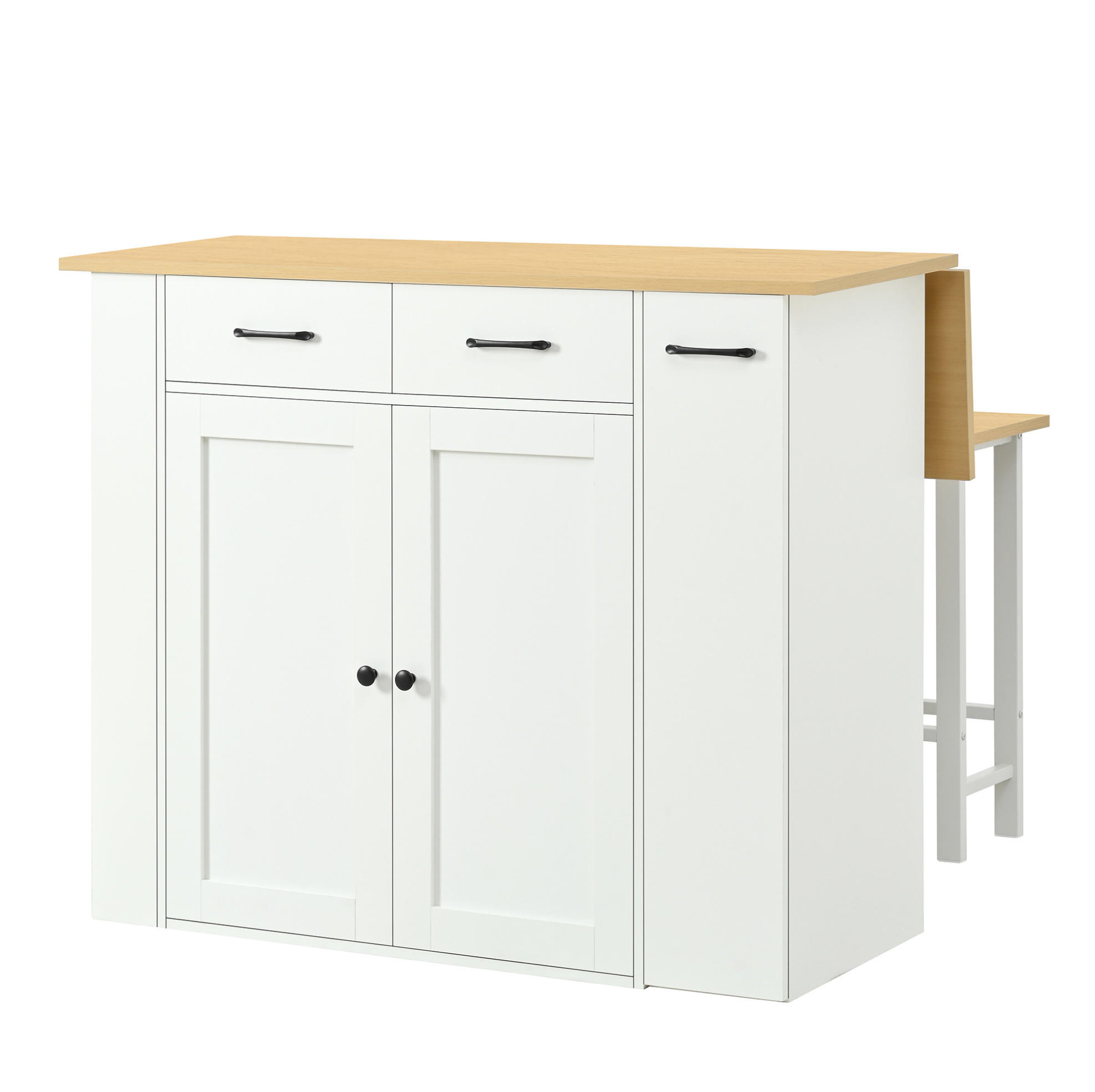 KÜCHENINSEL mit Klappplatte 120 x 45-75 x 96 cm Weiß - Weiß, Holz (45/96/120cm) - Beauniv
