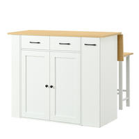 KÜCHENINSEL mit Klappplatte 120 x 45-75 x 96 cm Weiß - Weiß, Holz (45/96/120cm) - Beauniv