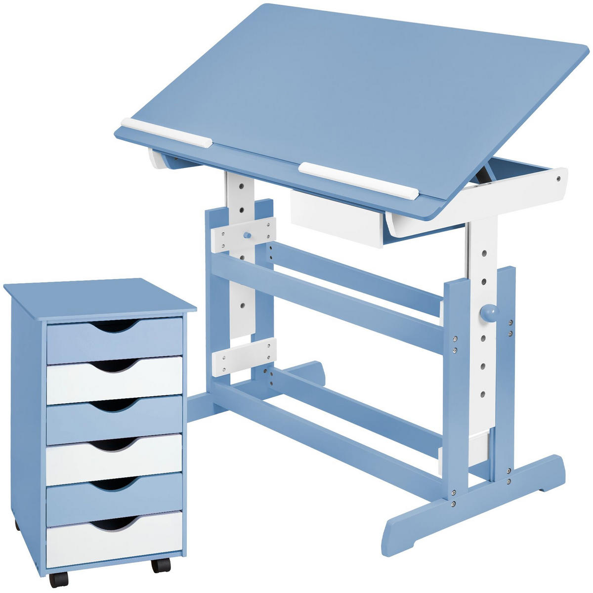 SCHREIBTISCH ,pflegeleicht,blau - Blau, Holz (55/94/109cm) - tectake