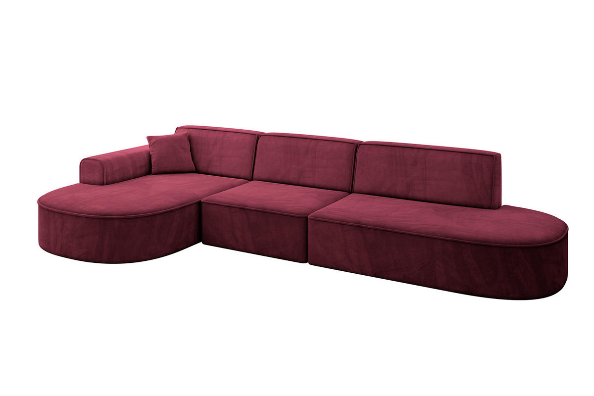 ECKSOFA Ottomane Links MARI-L2 - 328x171x79 cm Bordeaux Velours - Bordeaux/Schwarz, Holzwerkstoff/Kunststoff (328/171cm) - ALTDECOR
