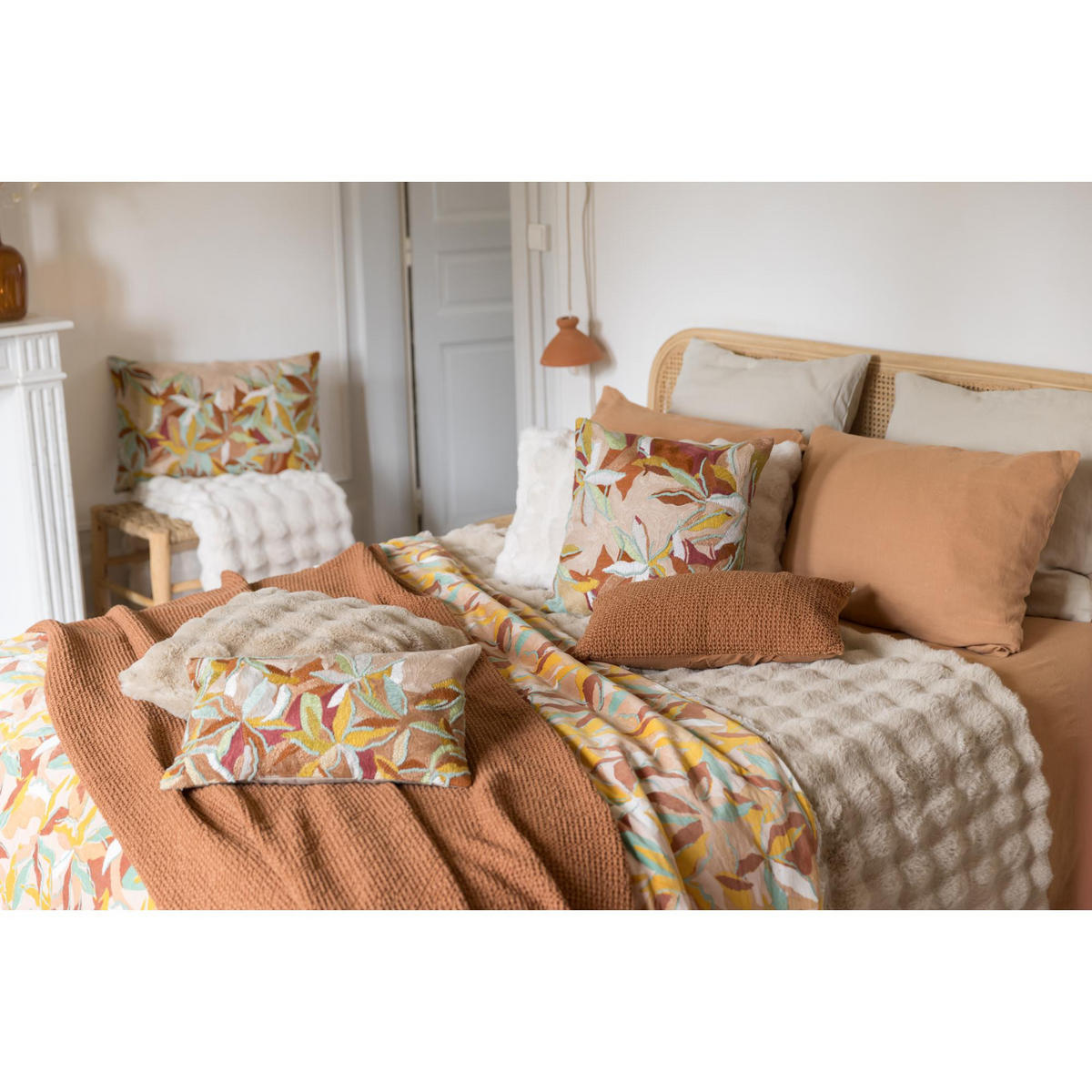 RECYCELTE DECKE Maïa kupferbraun 240 x 260 cm - Dunkelorange, Textil (240/260cm) - Vivaraise