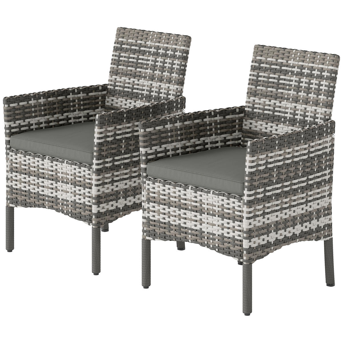 GARTENSTÜHLE 2er Set DE-06755 mit abnehmbaren Kissen Grau - Grau, Kunststoff/Metall (58/87/62cm) - ComfortXL