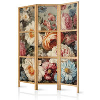 PARAVENT Japanischer 3-tlg 135x172 cm Bunte Blumen - Multicolor, Holz/Textil (135/172/3cm) - Muralo