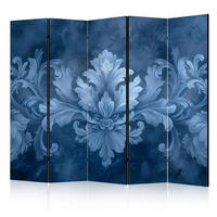 PARAVÁN Jednostranný 5-dielny 225x172 cm Modré Ornamenty - modrá, drevo/textil (225/172/3cm) - Muralo