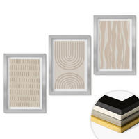 WANDBILDER 3er Set - 20x30 cm Silberner Rahmen - Abstrakte beige Muster - Silberfarben, Kunststoff (20/30cm) - ArtPrintCave