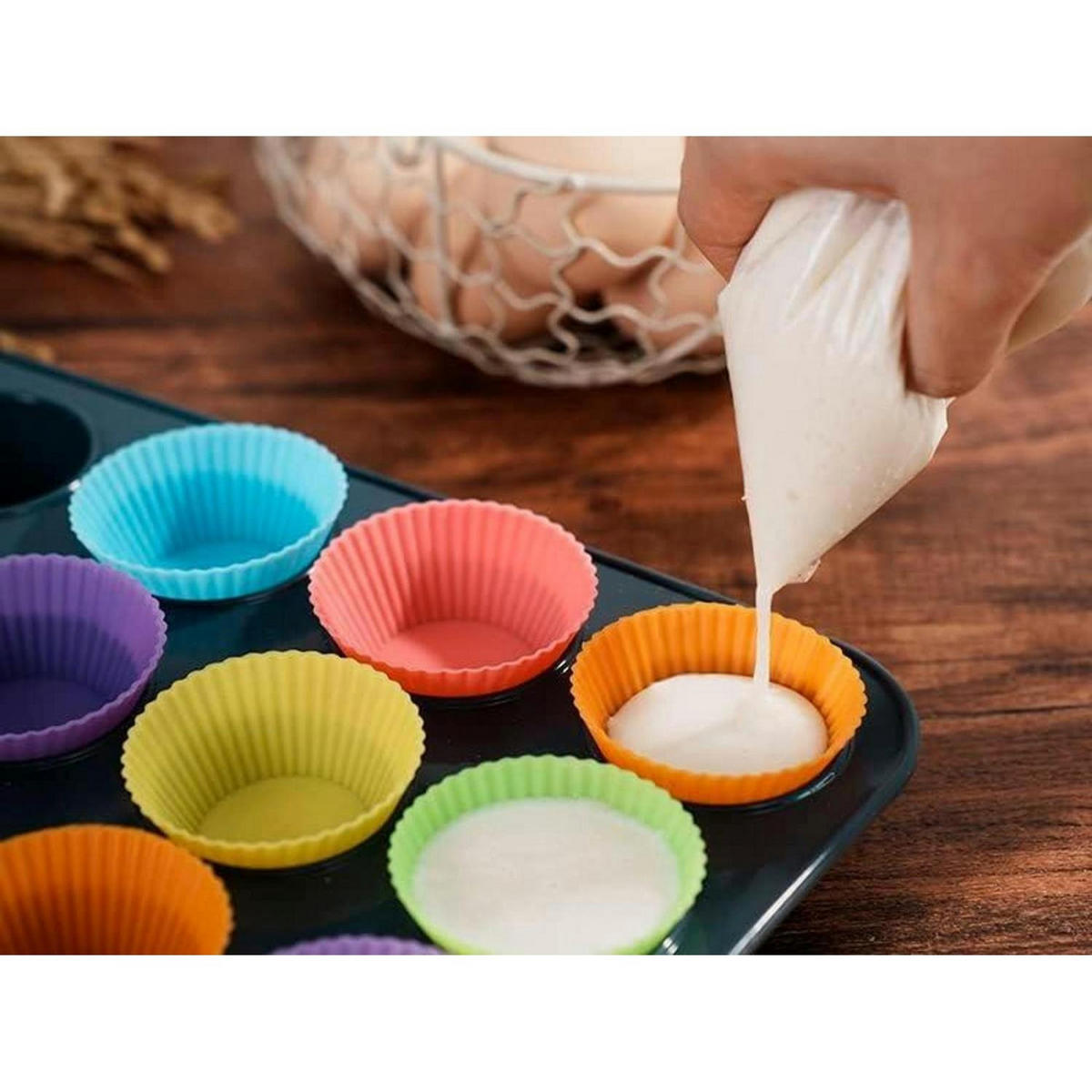 MUFFINFORMEN Silikon 24er Set Regenbogenfarben - Multicolor, Kunststoff (3.1/2.1/5.3cm)