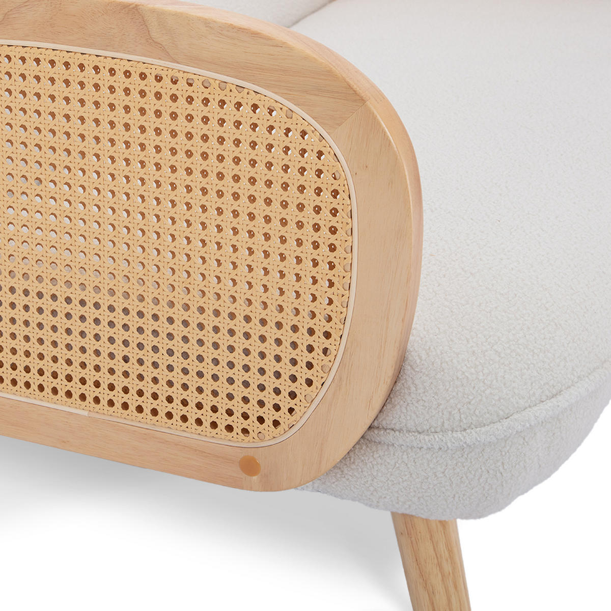 2-SITZER-SOFA Rosi Böhmisches in Cannage und weißem Frottee - Weiß/Akaziefarben, Holz/Holzwerkstoff (125/83/79cm) - Sicaan