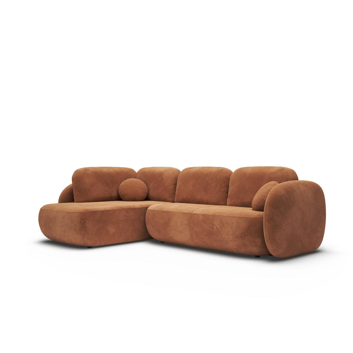 ECKSOFA AMICO II L-S Braun Geflochtener Stoff mit Schlaffunktion - Braun, Holz (289/190cm) - MASSENO