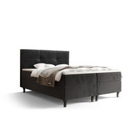 BOXBETT LIMBA mit Matratze H3, Bonell und Topper 160x200 Monolith 97 - Dunkelgrau, Holz/Textil (160/200cm) - Bedante